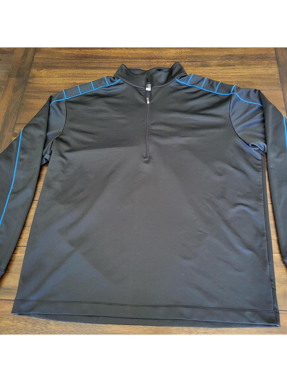 Nike Golf Dri-FIT Quarter Zip Pullover Black Blue Trim Men's XXL Tall